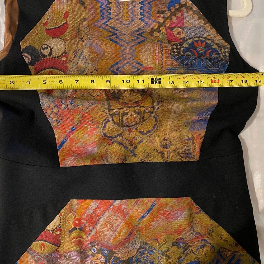 Etro Wool Stretch Colorblock Print Sheath Designer Midi Dress Size 46, US 8/10 - Picture 7 of 11